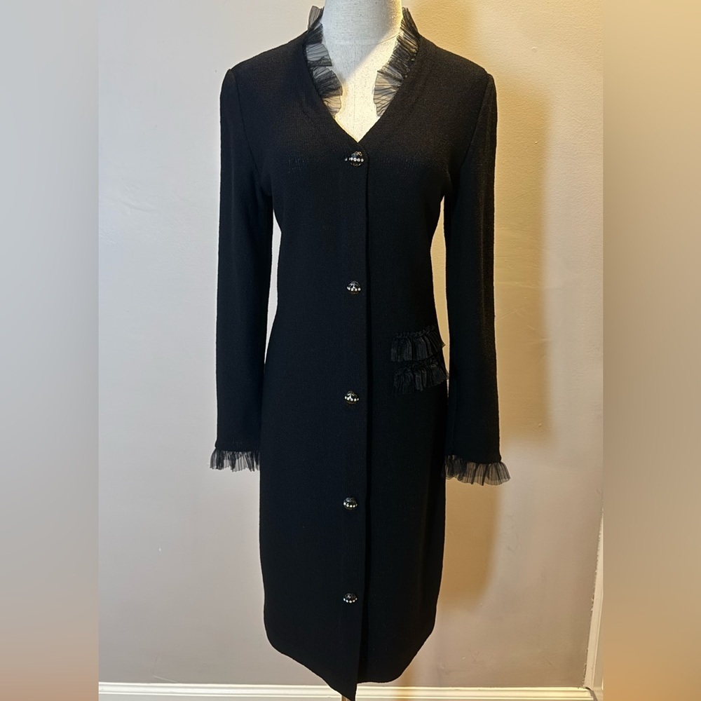 Vintage Steve Fabrikant Signature Black Wool Dress - Size S